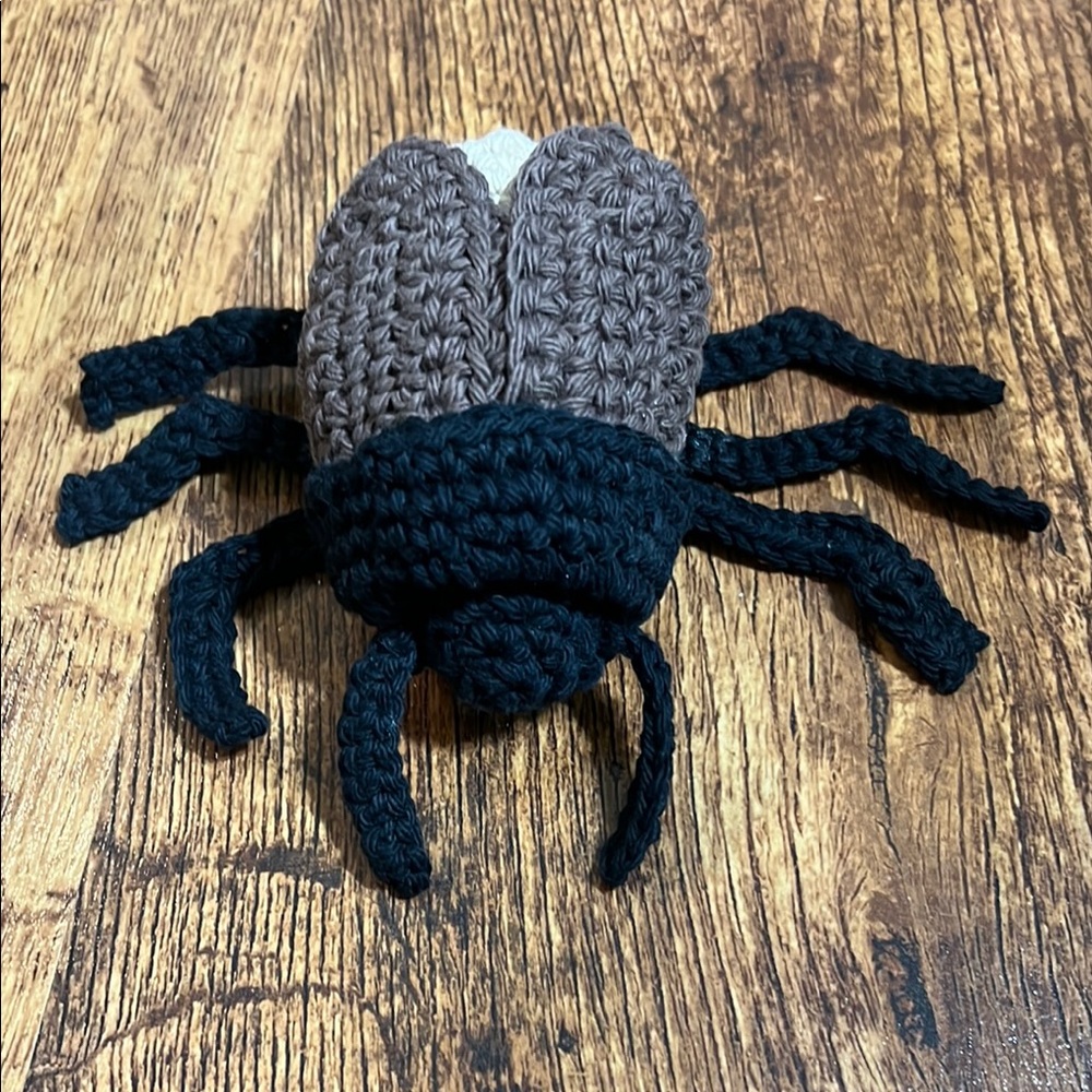 Unique Black and Brown Crocheted Spider Toy
